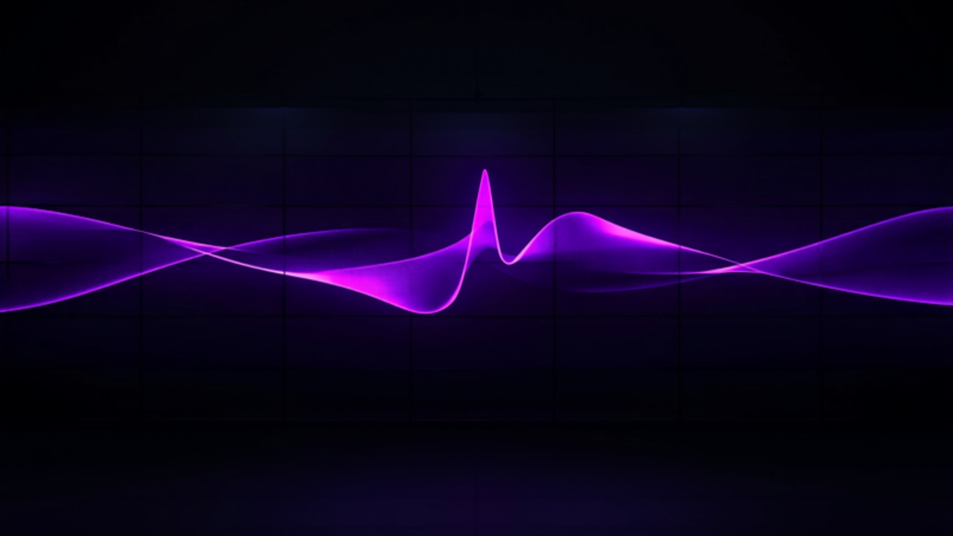 Monitoring wall showing a smooth glowing wave with one sharp irregular spike