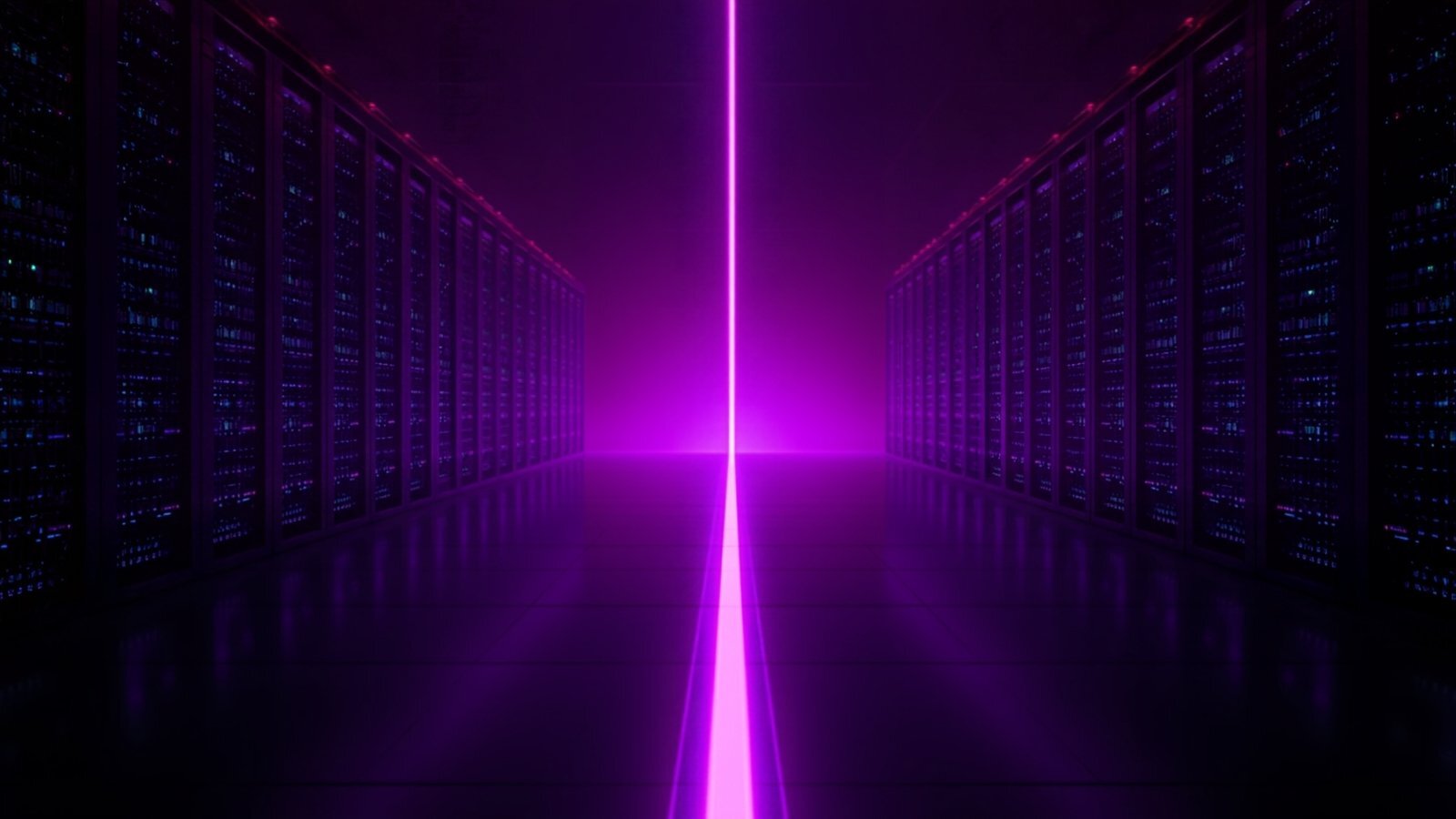 Vast server halls connected by a glowing conduit